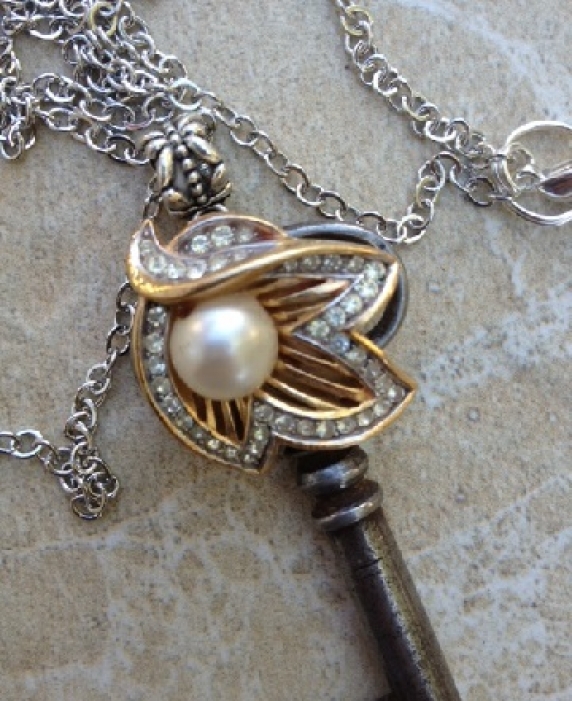 Recycled skeleton key necklace