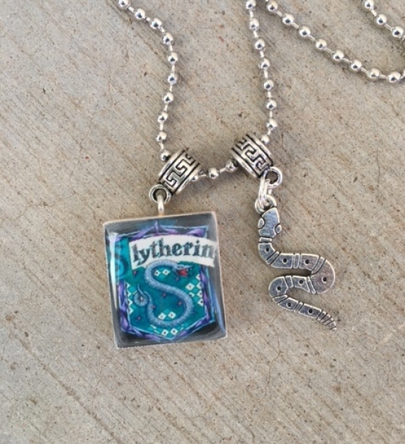 Slytherin House Crest Harry Potter Scrabble Tile Necklace