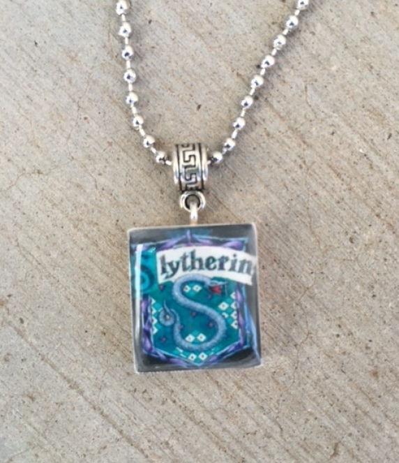 Slytherin House Crest Harry Potter Scrabble Tile Necklace