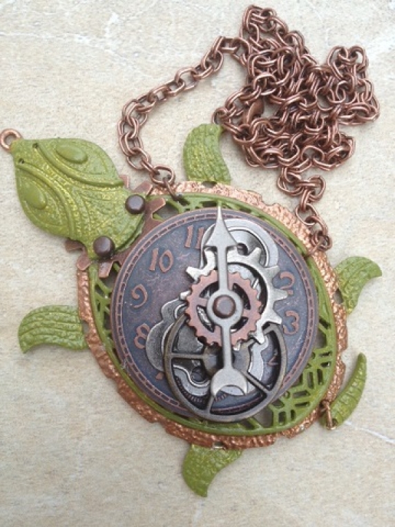 Steampunk Turtle Pendant Necklace