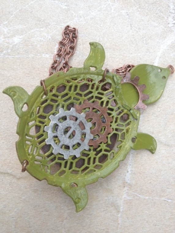 Steampunk Turtle Pendant Necklace