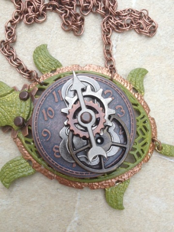 Steampunk Turtle Pendant Necklace