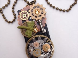 Steampunk Altered Domino Tile Necklace