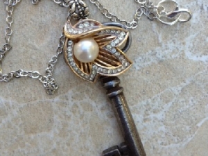 Recycled skeleton key necklace